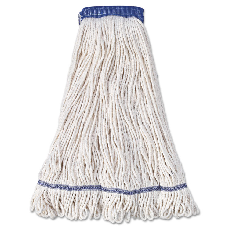 Super Loop Wet Mop Head, Cotton/synthetic Fiber, 5" Headband, X-Large Size, White, 12/carton
