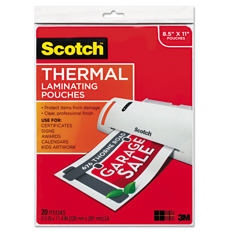 Picture of Letter Size Thermal Laminating Pouches, 3 mil, 11 1/2 x 9, 20/Pack