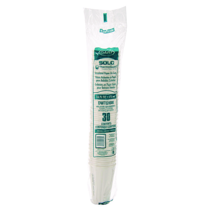 Thermoguard Insulated Paper Hot Cups, 16 oz, White Sustainable Forest Design, 30/Pack