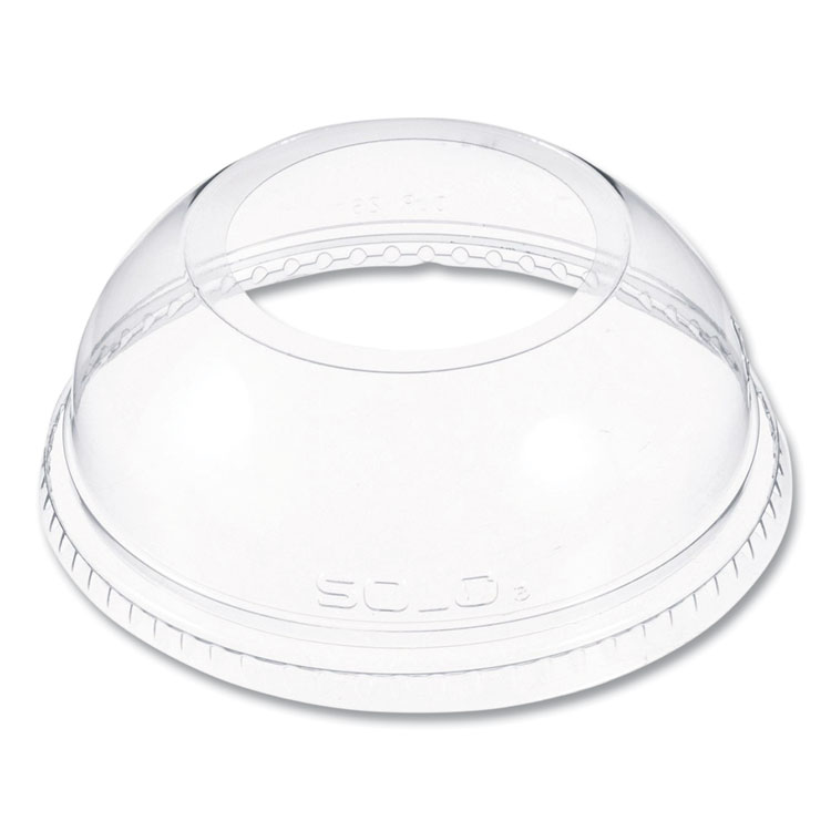 Open-Top Dome Lid, With 1.9" dia Hole, Fits 16 oz to 24 oz Cold Cups, Plastic, Clear, 1,000/Carton