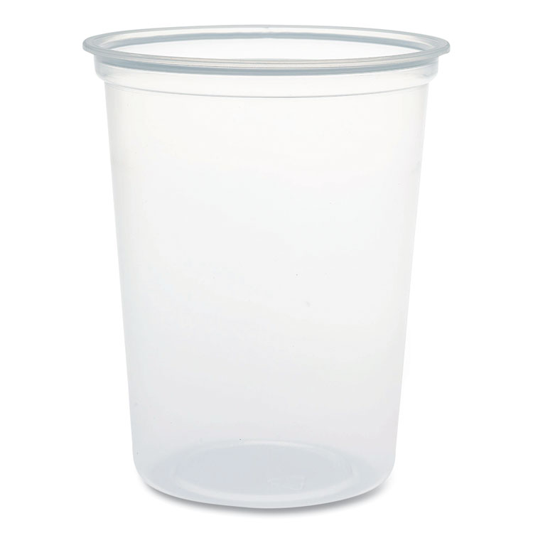 Microgourmet Plastic Deli Container, 32 oz, 4.7" Diameter x 5.7" h, Clear, 500/Carton