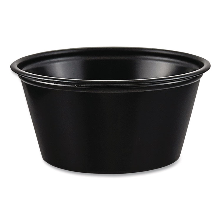 Polystyrene Portion Cups, 2 oz, Plastic, Black, 250/Bag, 10 Bags/Carton