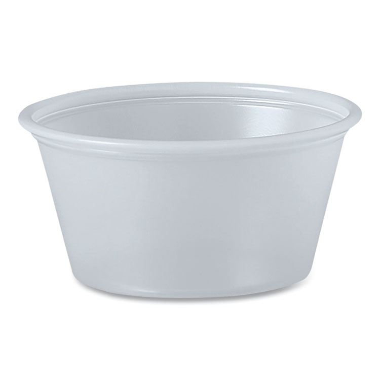 Polystyrene Portion Cups, 2 oz, Plastic, Translucent, 250/Bag, 10 Bags/Carton