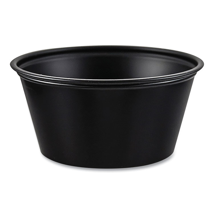 Polystyrene Portion Cups, 3.25 oz, Plastic, Black, 250/Bag, 10 Bags/Carton