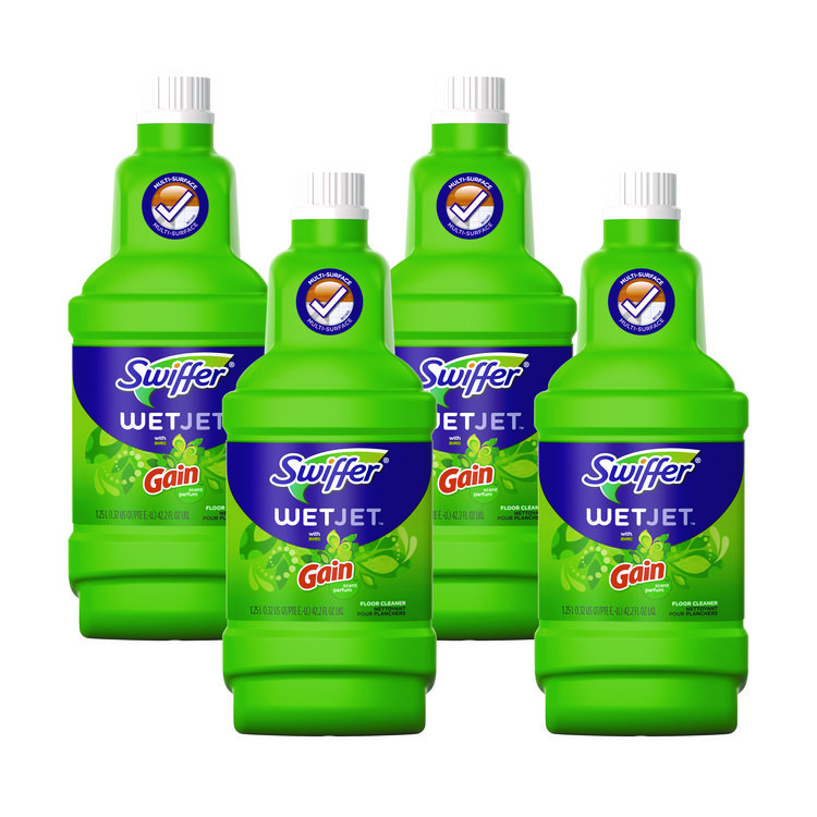 WetJet System Cleaning-Solution Refill, Gain Scent, 1.25 L Bottle, 4/Carton