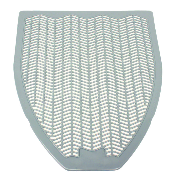 Disposable Urinal Floor Mat, Shield-Shaped, Orchard Zing Scent, Gray Non-Slip Perforated Surface, 17.5" x 20.38", 6/Carton