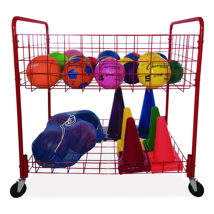 Champion Sports Back Ease Storage Cart, Metal, 176 lb Capacity, 30 x 43 x 45, Red