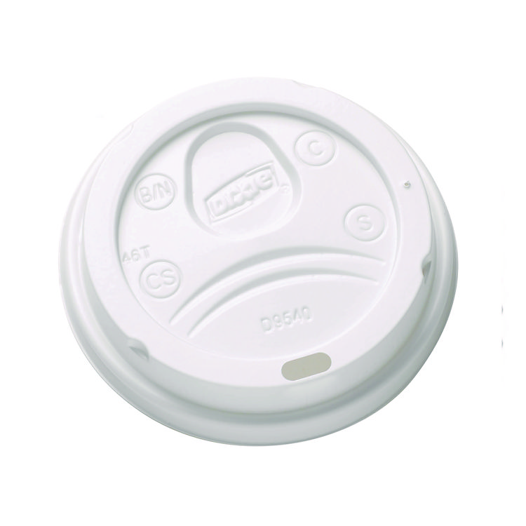 Sip-Through Dome Hot Drink Lids, Fits 10 oz Dixie Hot Cups, Plastic, White, 100/Pack, 10 Packs/Carton