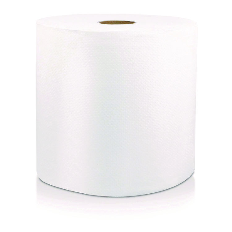 Hard Wound Roll Towel, 1-Ply, 8" x 800 ft, White, 6/Carton