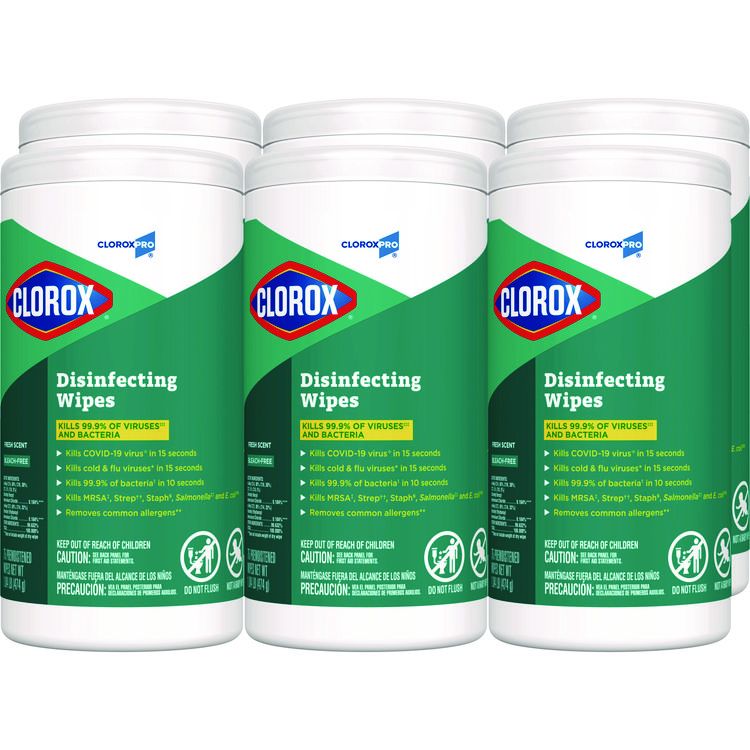 15949 CLOROX DISINFECTING WIPES 6/75'S FRESH SCENT