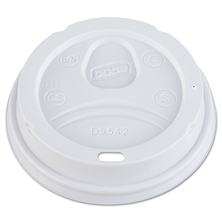 Picture of DOME DRINK-THRU LIDS, FITS 10, 12, 16OZ PAPER HOT CUPS, WHITE, 1000/CARTON