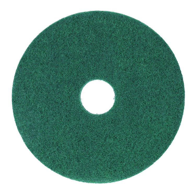 Heavy-Duty Scrubbing Floor Pads, 13" Diameter, Green, 5/carton