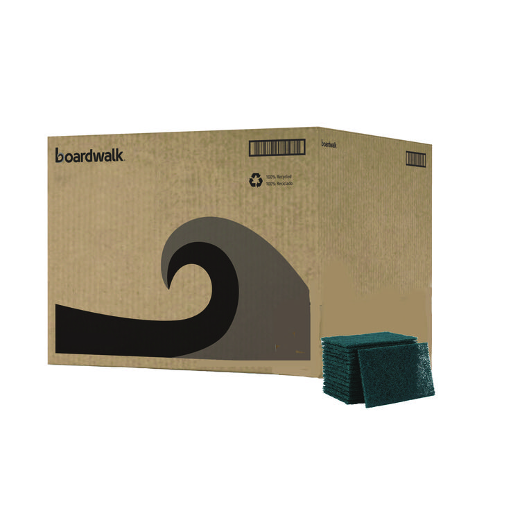 Heavy-Duty Scouring Pad, 6 x 9, Green, 15/Carton