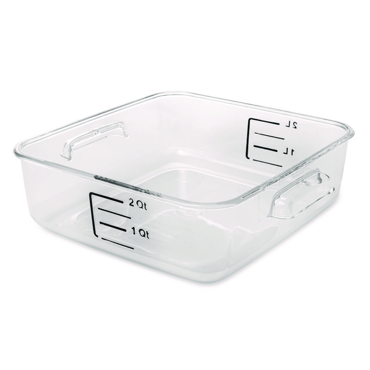 SpaceSaver Square Containers, 2 qt, 8.8 x 8.75 x 2.7, Clear, Plastic