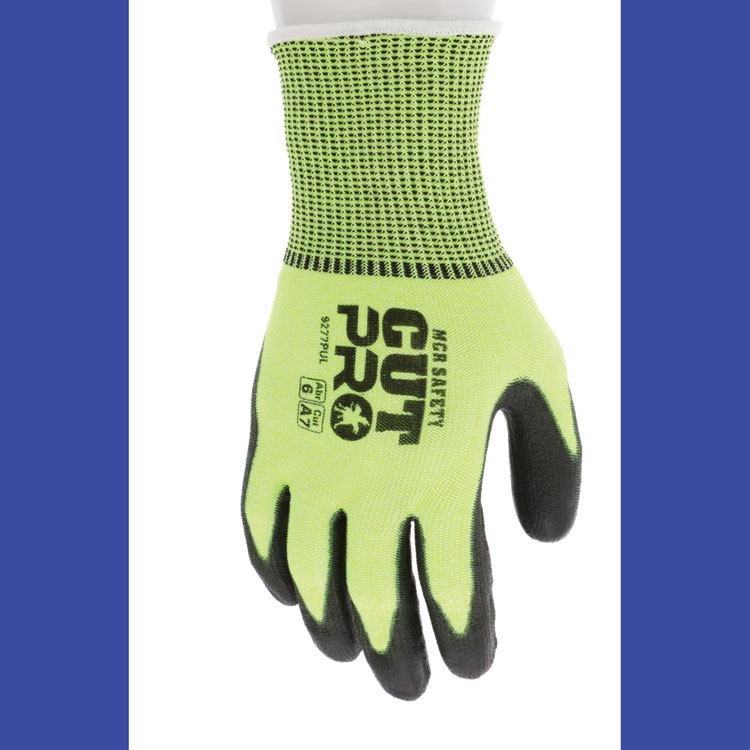 Cut Pro 9277PU Gloves, 10" Long, X-Large, Black/Lime, 12 Pairs