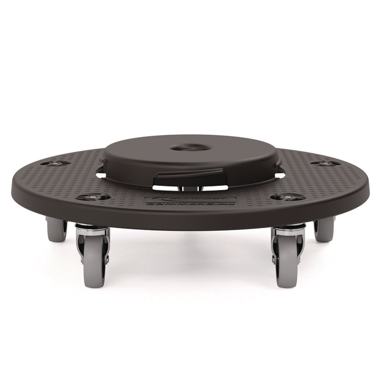 Utility Trash Can Dolly, 350 lb Capacity, 20.75" x 6.5", Black, 2/Pack