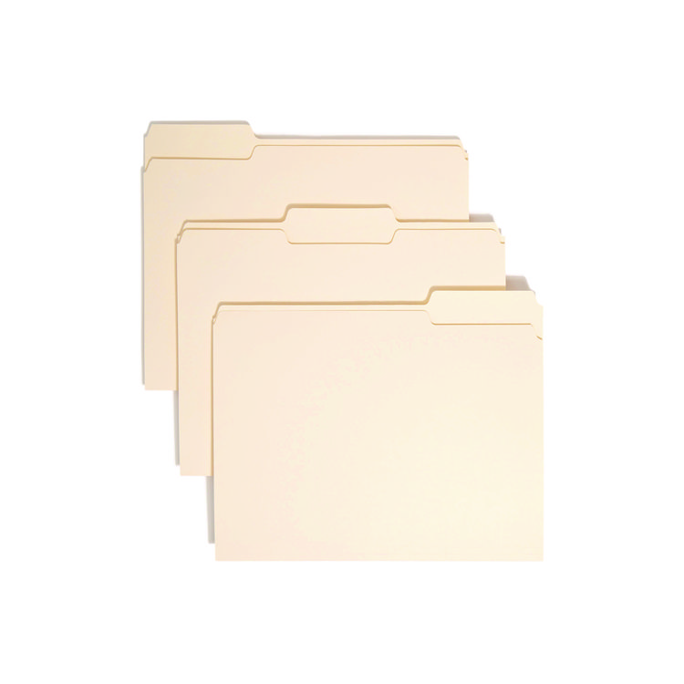 Manila File Folders, 1/3-Cut Tabs: Assorted, Letter-Size, 0.75" Expansion, Manila, 100/Box