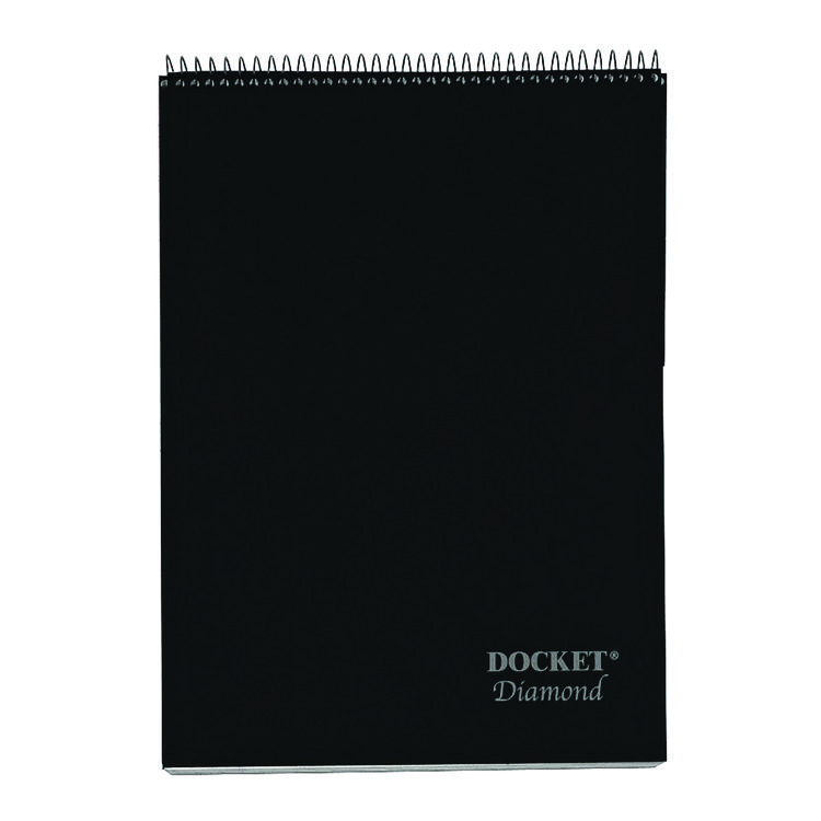 Docket Diamond Top-Wire Ruled Planning Pad, Black Cover, Wide/Legal Rule, (60) White 8.5 x 11 Sheets