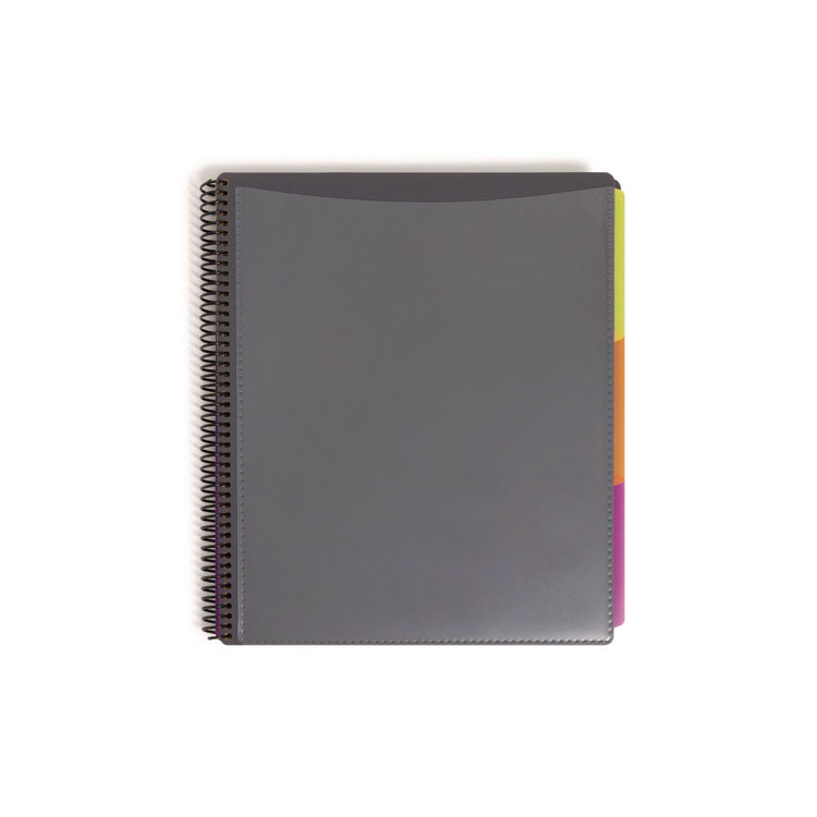 Poly Project Organizer, 24 Letter-Size Sleeves, Gray With Bright Pockets