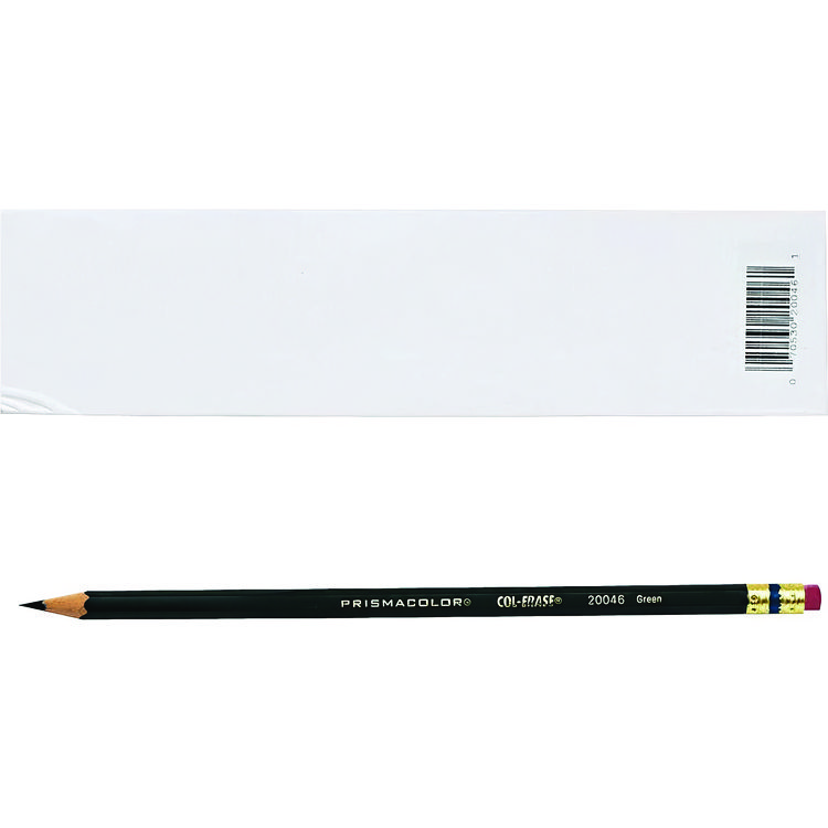 Col-Erase Pencil With Eraser, 0.7 Mm, 2b (#1), Green Lead, Green Barrel, Dozen