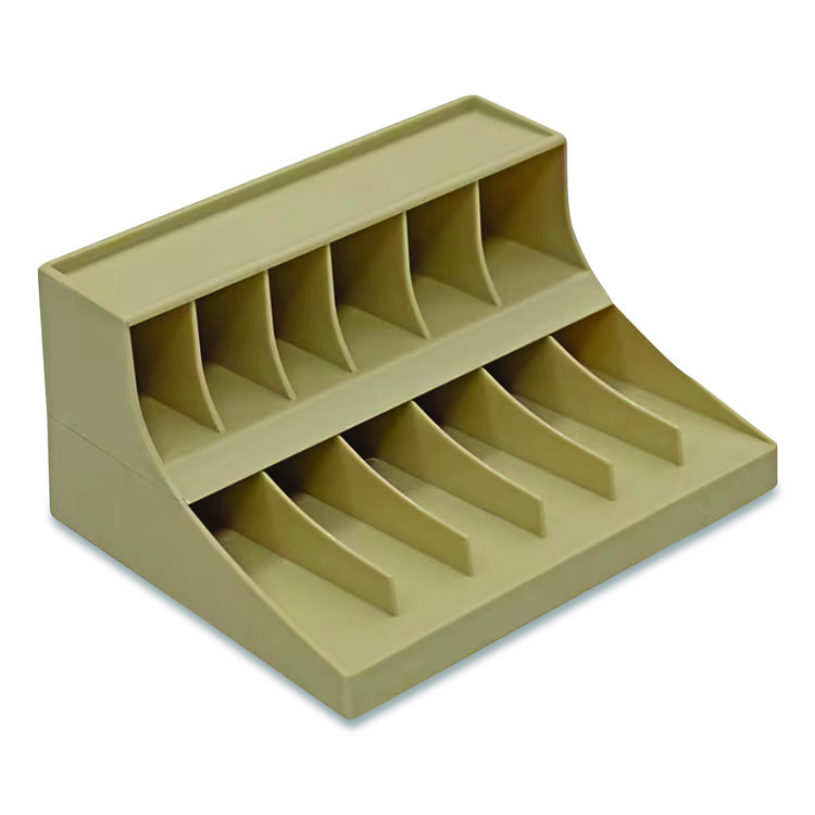 Coin Wrapper and Bill Strap Two-Tier Rack, 11 Compartments, 9.38" x 8.13" x 4.63", Pebble Beige