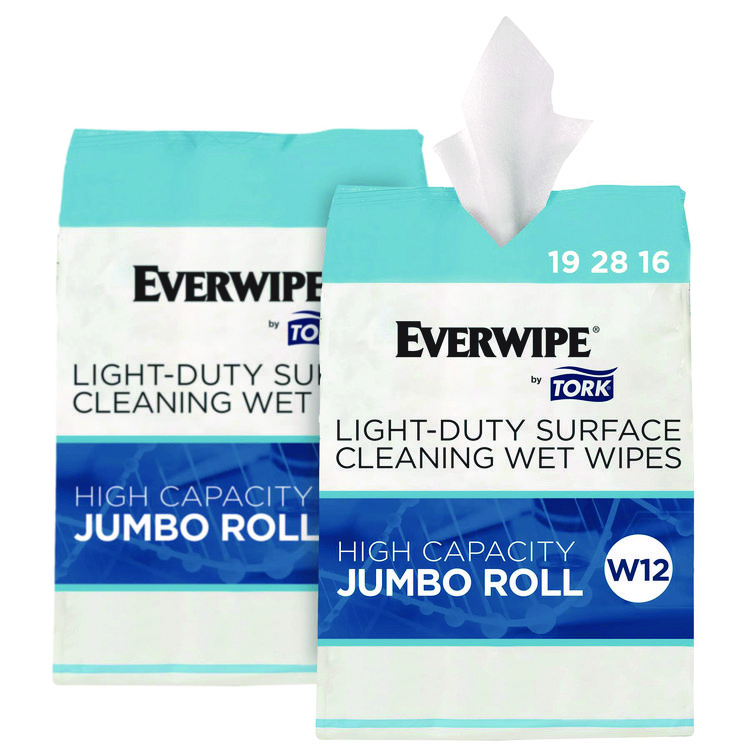 Light-Duty Surface Cleaning Wet Wipe, 1-Ply, 8 x 6, Unscented, White, 2,500 Sheets/Roll, 2 Rolls/Carton