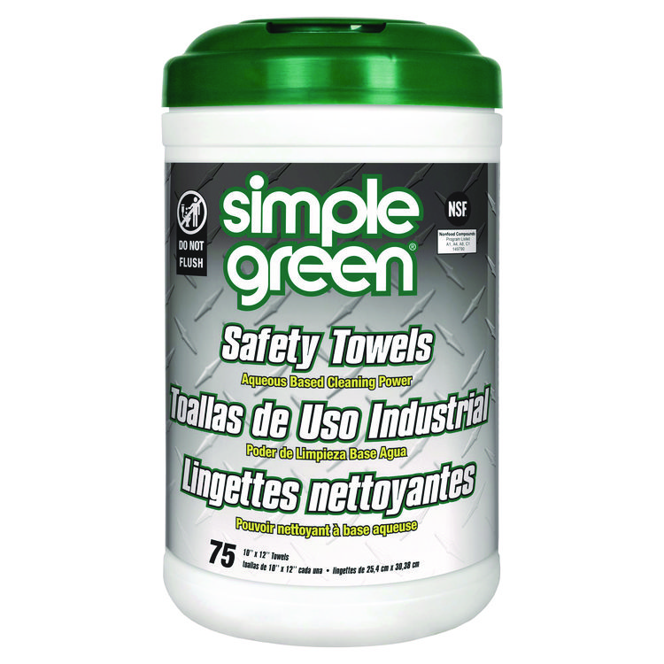 Safety Towels, 1-Ply, 10 x 12, White, Unscented, 75/Canister, 6 Canisters/Carton