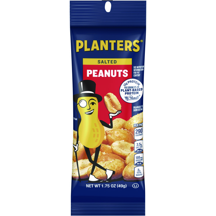 Salted Peanuts, 1.75 oz Pack, 12/Box