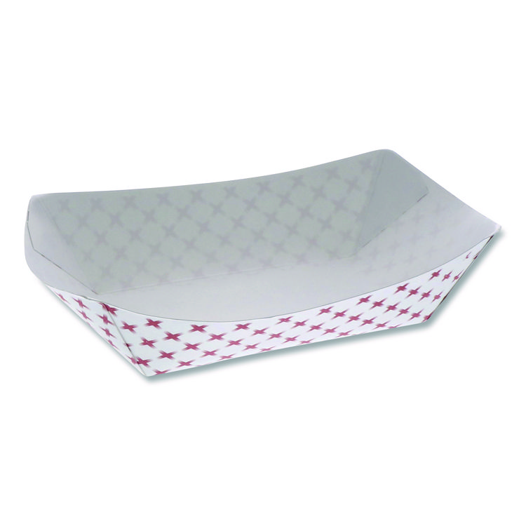 Paperboard Food Tray, 3 lb, 7.75 x 5.1 x 2.1, Red/White, 500/Carton