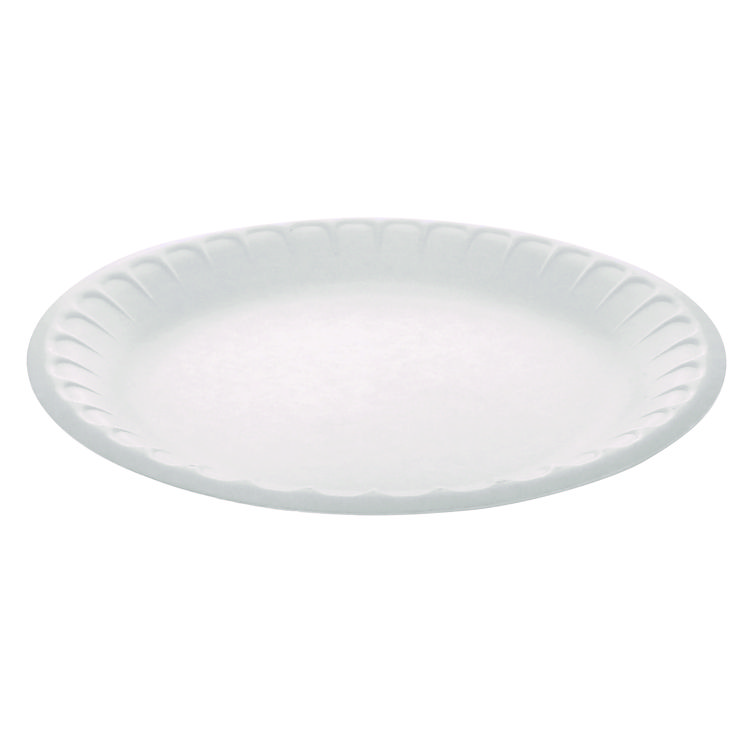 Placesetter Satin Non-Laminated Foam Dinnerware, Plate, 9" dia, White, 500/Carton