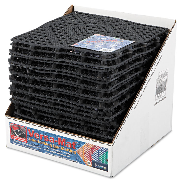 VersaMat BarShelf Liner, Plastic, 12w x 12d x 1/4h, Black, 27/Carton