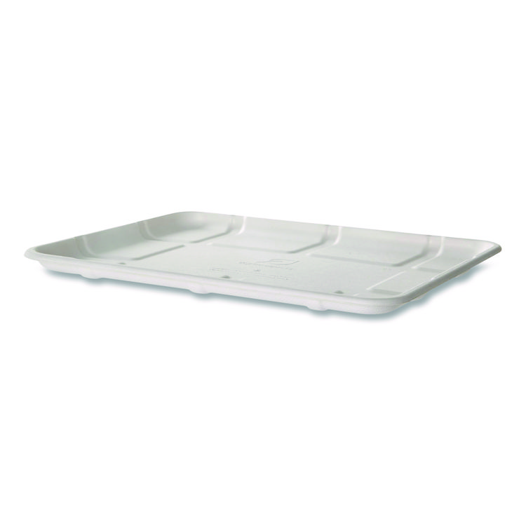 Meat and Produce Food Trays, 10.52 x 8.5 x 0.5, White, Sugarcane Fiber, 300/Carton