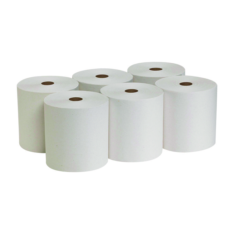 Pacific Blue Basic Recycled Paper Towel Roll, 1-Ply, 7.88" x 800 ft, White, 6 Rolls/Carton