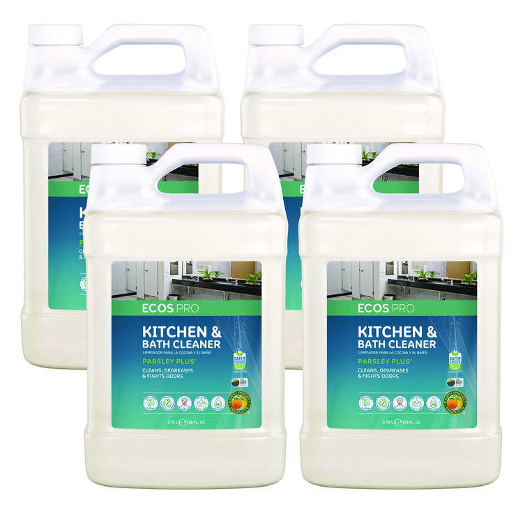 ECOS® PRO Parsley Plus All-Purpose Kitchen and Bathroom Cleaner, Herbal Scent, 1 gal Bottle, 4/Carton