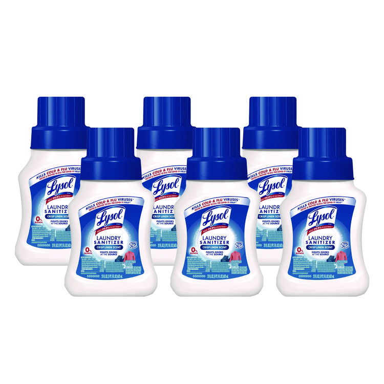 LYSOL® Brand Laundry Sanitizer, Crisp Linen Scent, 21 oz Bottle, 6/Carton