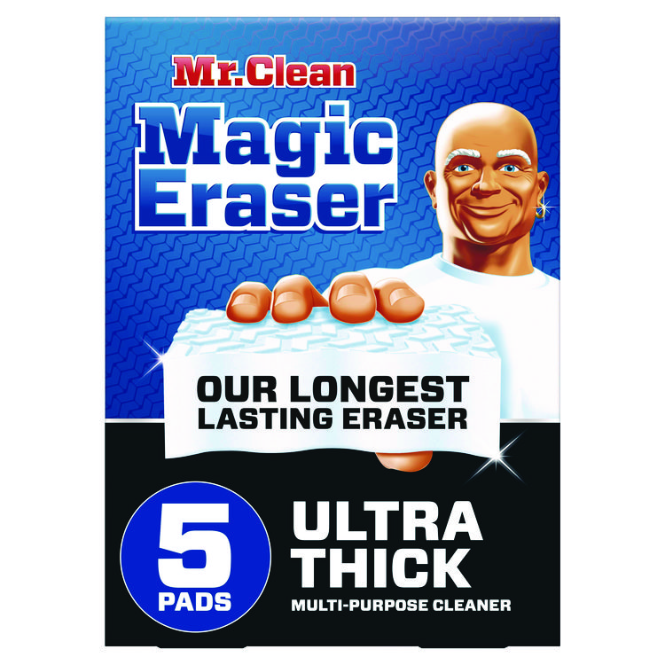 Mr. Clean® Magic Eraser, Ultra-Thick, 4.6 x 2.3, 1.2 Thick, White, 5/Pack, 2 Packs/Carton