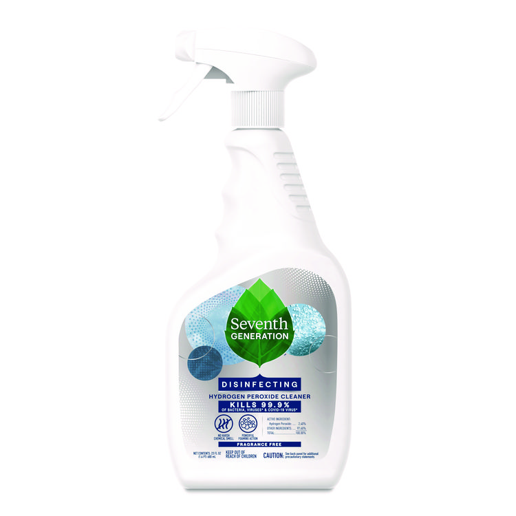 Seventh Generation® Disinfecting Hydrogen Peroxide Cleaner, Fragrance-Free, 23 oz Spray Bottle, 12/Carton