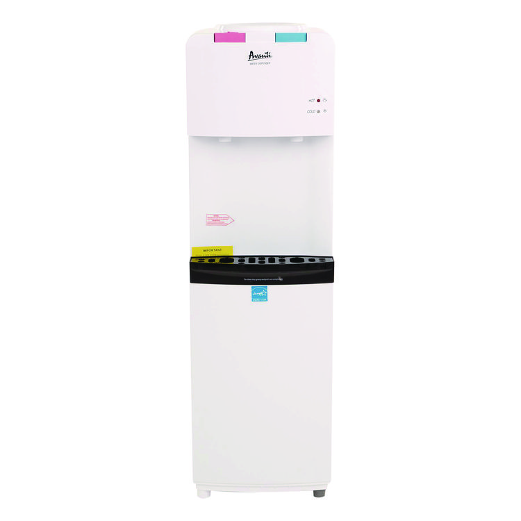 Hot and Cold Water Stand Up Dispenser, 3 gal to 5 gal, 11 x 12 x 36, White