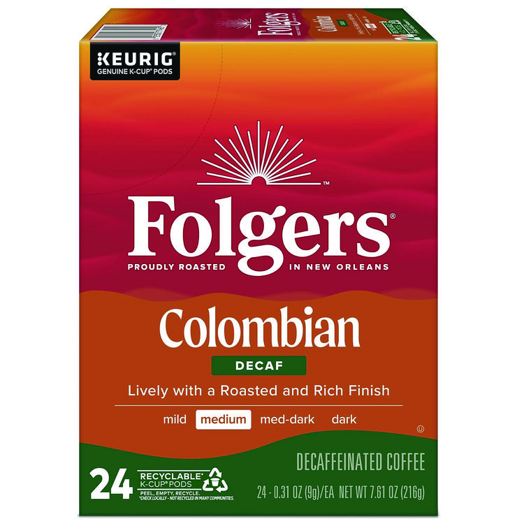 100% Colombian Decaf Coffee K-Cups, 24/box
