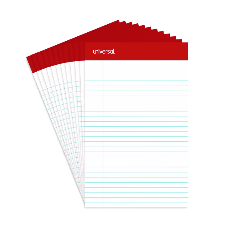 Perforated Ruled Writing Pads, Red Headband, Narrow Rule, (50) White 5 x 8 Sheets, Dozen