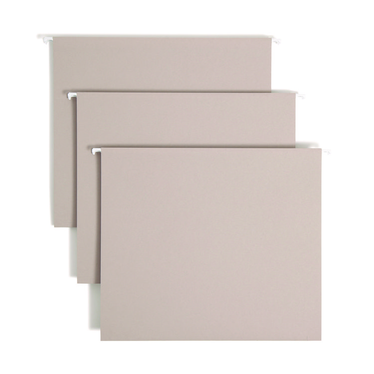 TUFF Extra Capacity Hanging File Folders with Easy Slide Tab, 2" Capacity, Letter, 1/3-Cut Tabs, Steel Gray, 18/Box