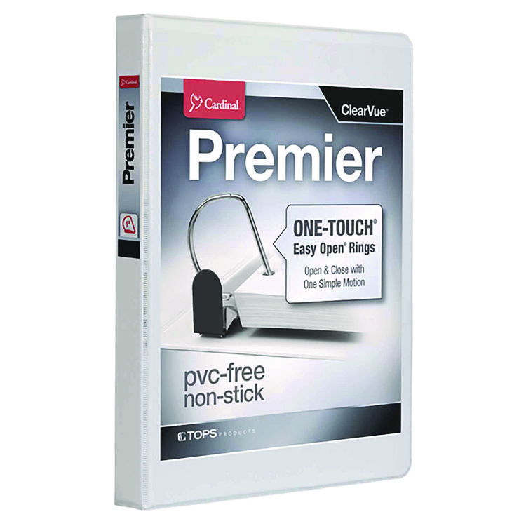 Premier Easy Open Clearvue Locking Slant-D Ring Binder, 3 Rings, 1" Capacity, 11 X 8.5, White