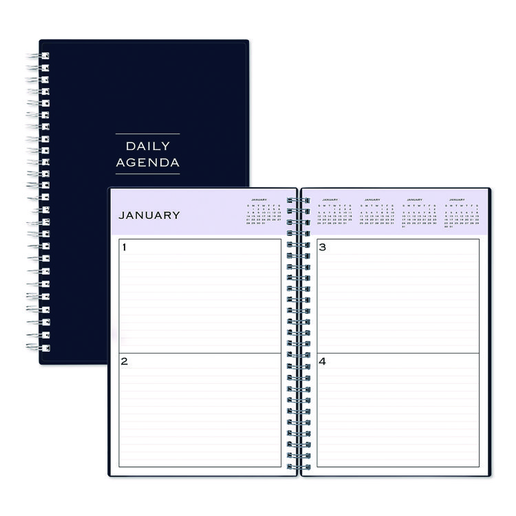 Perpetual Daily Planner, 8.5 x 5.5, Blue Cover, 52 Weeks: Undated