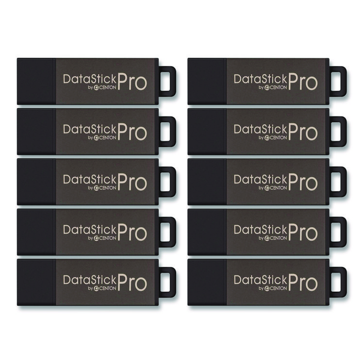 DataStick Pro USB 2.0 Type A Flash Drive, 8 GB, Gray, 10/Pack