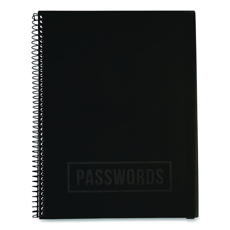Large Password Log Book, User-Name/Password Format, Black Cover, (48) 10 x 7.5 Sheets