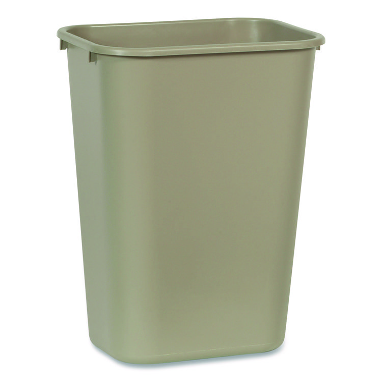 Deskside Plastic Wastebasket, 10.25 gal, Plastic, Beige