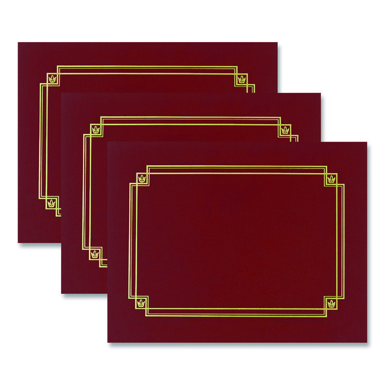 Premium Textured Certificate Holder, 12.65 X 9.75, Burgundy, 3/pack