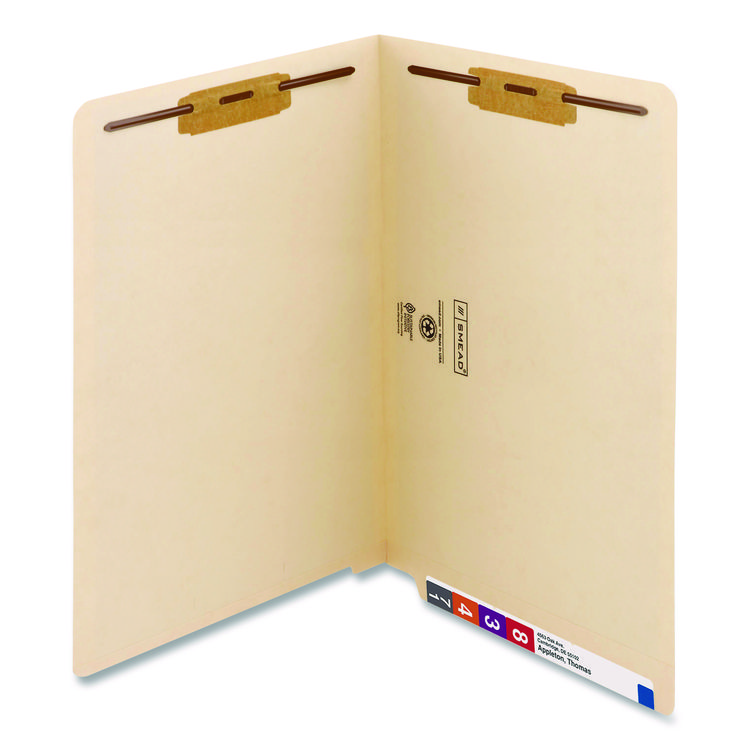 Manila End Tab Fastener Folders, Reinforced Straight Tab, Expands 0.75", 2 Fasteners, Legal Size, 11-pt Manila, 50/Box
