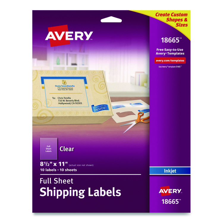 Matte Clear Shipping Labels, Inkjet Printers, 8.5 X 11, Clear, 10/pack
