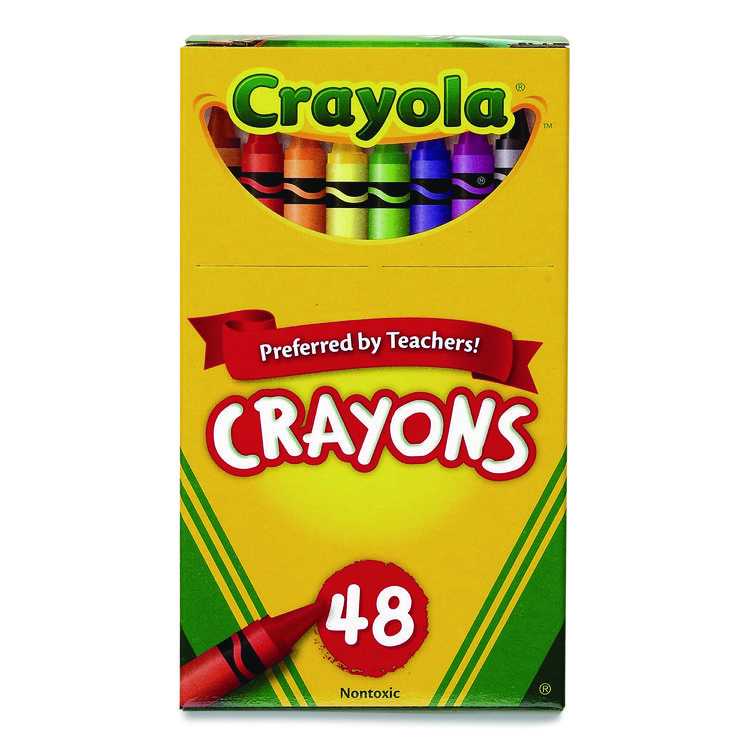 Classic Color Crayons, Classic Flip-Top Box with Tiered Sleeves, Regular Size, 0.31" x 3.63", 48 Assorted Colors, 48/Box